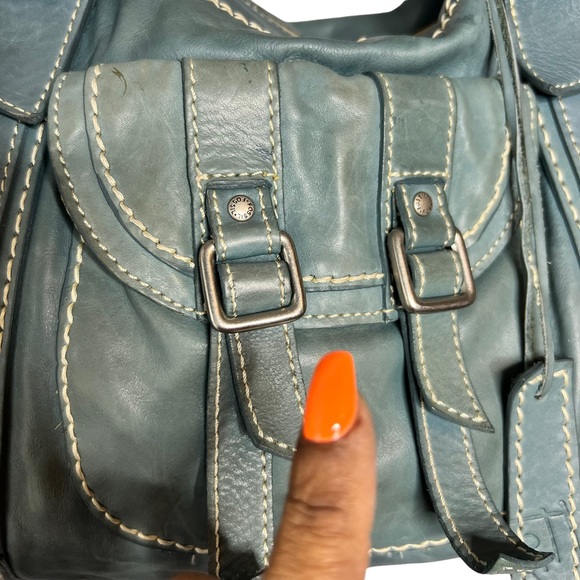 FOSSIL BLUE LEATHER SATCHEL - Picture 3 of 16